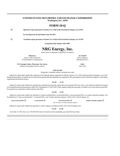 Thumbnail NRG Energy
 Quarterly Report 2013-q2