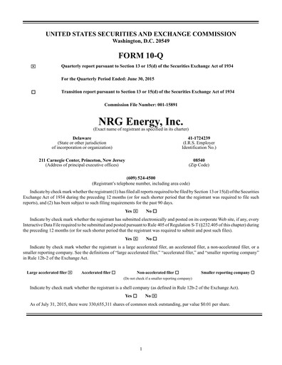 Thumbnail NRG Energy
 Quarterly Report 2015-q2