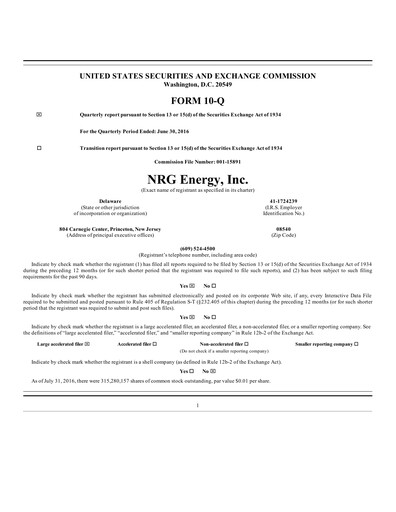 Thumbnail NRG Energy
 Quarterly Report 2016-q2