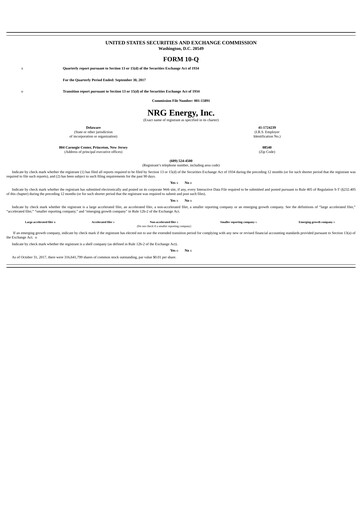 Thumbnail NRG Energy
 Quarterly Report 2017-q3