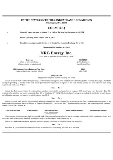 Thumbnail NRG Energy
 Quarterly Report 2018-q2
