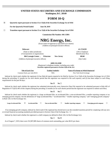 Thumbnail NRG Energy
 Quarterly Report 2019-q2