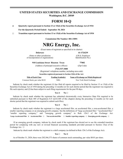 Thumbnail NRG Energy
 Quarterly Report 2024-q3
