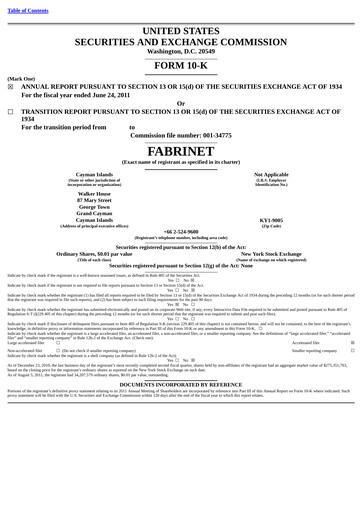 Vorschaubild Fabrinet
 Jahresbericht 2011