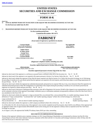 Vorschaubild Fabrinet
 Jahresbericht 2012