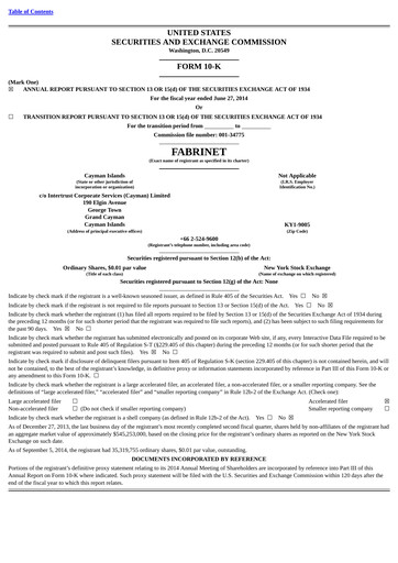 Vorschaubild Fabrinet
 Jahresbericht 2014