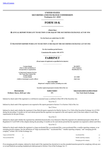 Vorschaubild Fabrinet
 Jahresbericht 2022