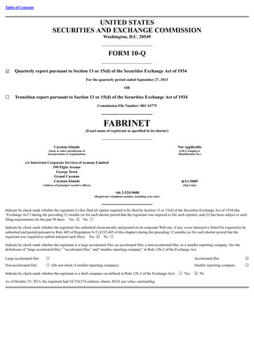 Vorschaubild Fabrinet
 Quartalsbericht 2013-q3