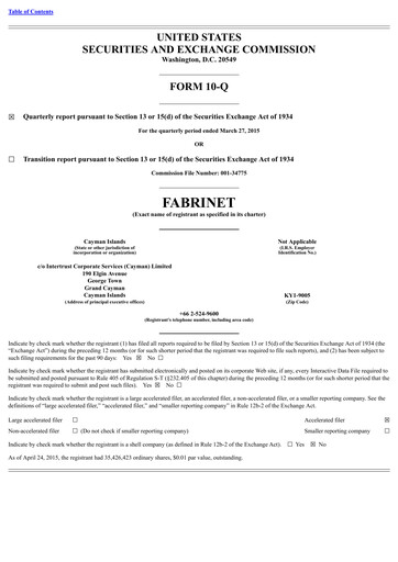 Vorschaubild Fabrinet
 Quartalsbericht 2015-q2
