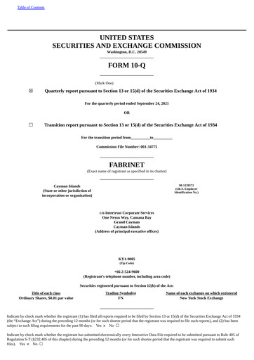 Vorschaubild Fabrinet
 Quartalsbericht 2021-q3