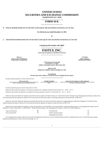 Miniature Fastly
 Rapport annuel 2021