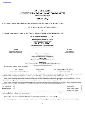 Miniature Fastly
 Rapport trimestriel 2019-q3