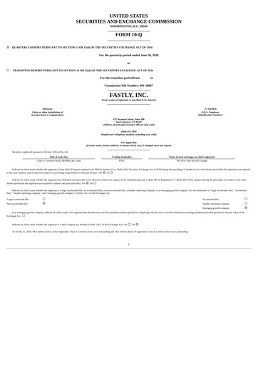 Miniature Fastly
 Rapport trimestriel 2020-q2