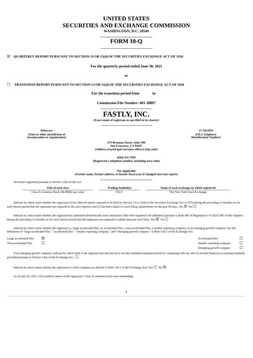 Miniature Fastly
 Rapport trimestriel 2021-q2