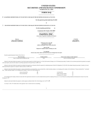 Miniature Fastly
 Rapport trimestriel 2025-q2