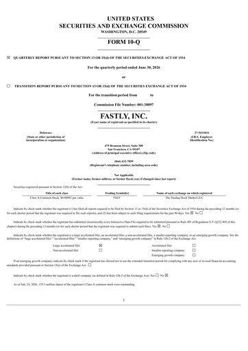 Miniature Fastly
 Rapport trimestriel 2026-q2