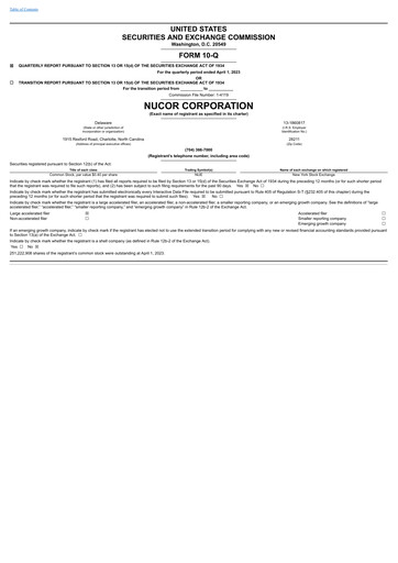 Thumbnail Nucor
 Quarterly Report 2023-q1