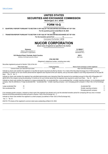 Thumbnail Nucor
 Quarterly Report 2024-q1
