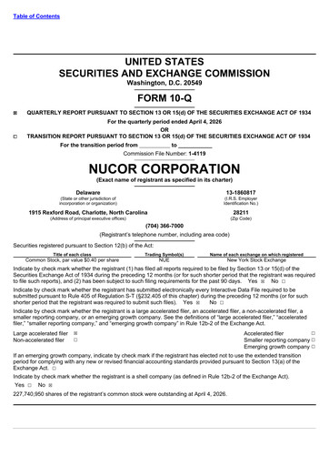 Thumbnail Nucor
 Quarterly Report 2026-q1