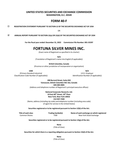 Thumbnail Fortuna Mining Annual Report 2022