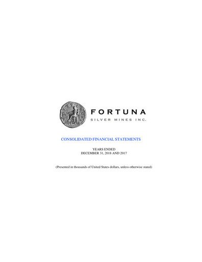 Thumbnail Fortuna Mining Financial Statement 2018