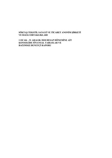 Thumbnail Söktas Tekstil Financial Statement 2018