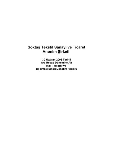 Thumbnail Söktas Tekstil Half-year Report 2006-h1