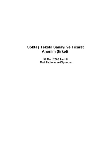 Thumbnail Söktas Tekstil Quarterly Report 2006-q1