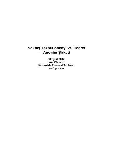 Thumbnail Söktas Tekstil Quarterly Report 2007-q3