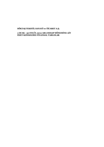 Thumbnail Söktas Tekstil Quarterly Report 2012-q3