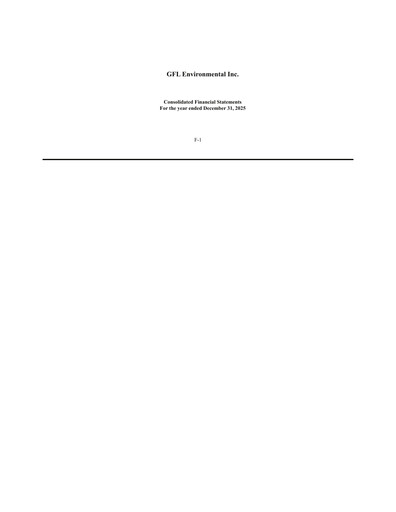Thumbnail GFL Environmental
 Financial Statement 2025