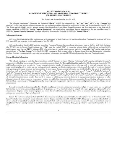 Thumbnail GFL Environmental
 Quarterly Report 2023-q2