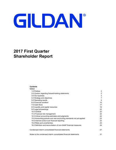 Vorschaubild Gildan Quartalsbericht 2017-q1