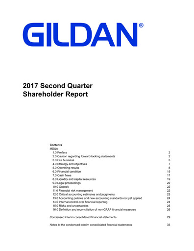 Vorschaubild Gildan Quartalsbericht 2017-q2