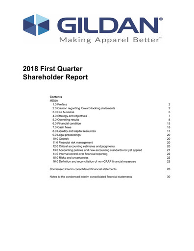 Vorschaubild Gildan Quartalsbericht 2018-q1