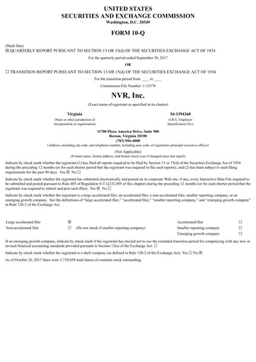 Thumbnail NVR Quarterly Report 2017-q3
