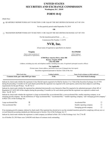 Thumbnail NVR Quarterly Report 2019-q3