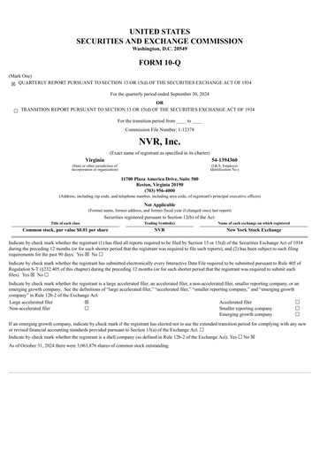 Thumbnail NVR Quarterly Report 2024-q3