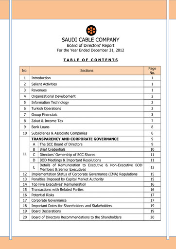 Thumbnail Saudi Cable Company Annual Report 2012
