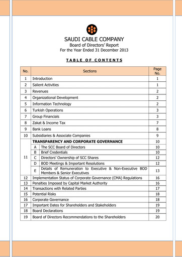 Thumbnail Saudi Cable Company Annual Report 2013