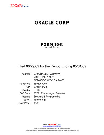 Vorschaubild Oracle Jahresbericht 2009