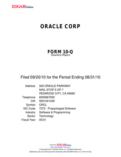 Vorschaubild Oracle Quartalsbericht 2011-q1