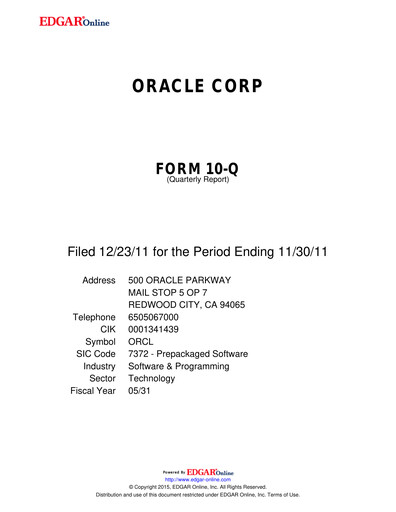 Vorschaubild Oracle Quartalsbericht 2012-q2