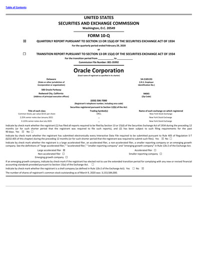 Vorschaubild Oracle Quartalsbericht 2020-q3