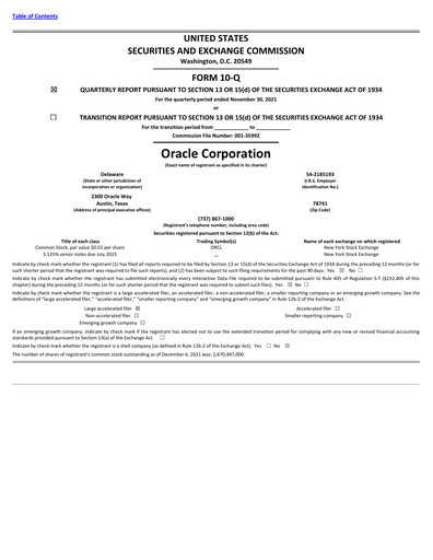 Vorschaubild Oracle Quartalsbericht 2022-q2