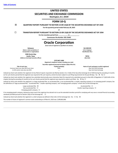 Vorschaubild Oracle Quartalsbericht 2023-q3
