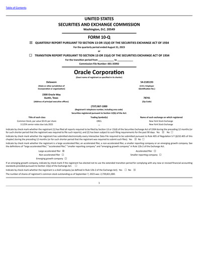 Vorschaubild Oracle Quartalsbericht 2024-q1