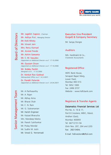 Thumbnail HDFC Bank Annual Report 2006-2007