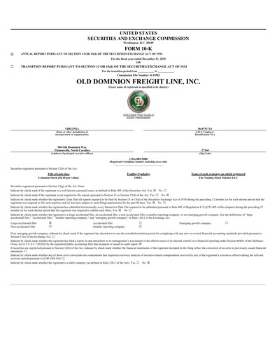 Thumbnail Old Dominion Freight Line
 Annual Report 2025