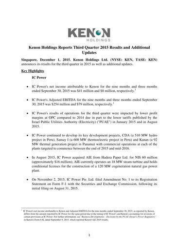 Thumbnail Kenon Holdings Quarterly Report 2015-q3